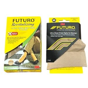 3M Futuro Compression Knee Highs Women Medium Nude‎ New 2pk Sheer Revitalizing